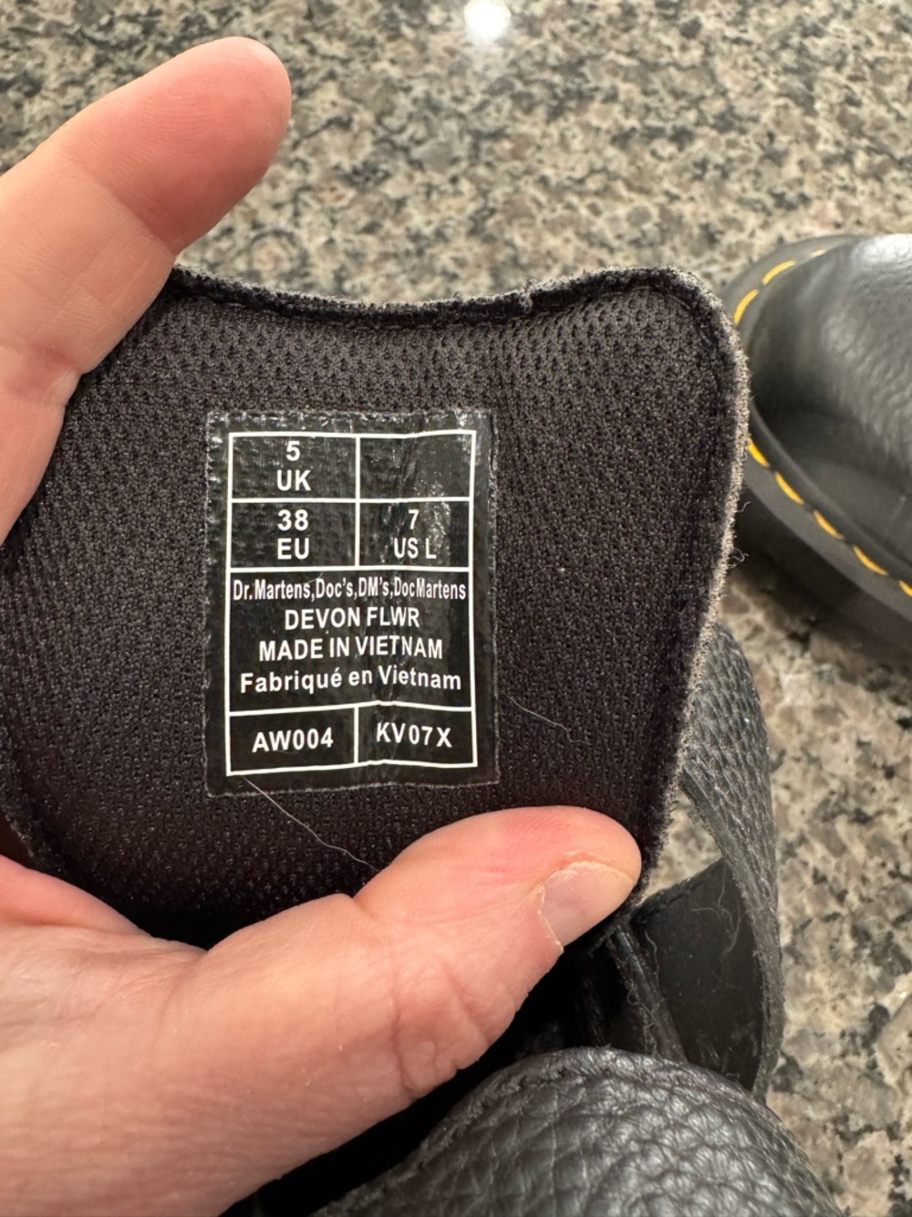 Dr. Martens Black Leather Ankle Boots with Yellow Welt Stitch size 7 - Picture 9 of 10